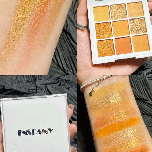 Sunset Red Brown Eyeshadow Palette Full Coverage 9 Intense Colors