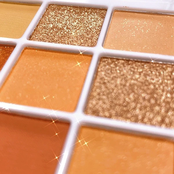 Sunset Red Brown Eyeshadow Palette Full Coverage 9 Intense Colors