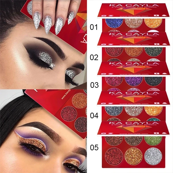 6-Color Eye Shadow Palette - Glossy Finish Multi Shades