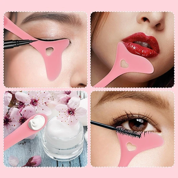 Heart Design Eyeliner Eyelash Application Tool, Silicone Eye Makeup Mascara Shie