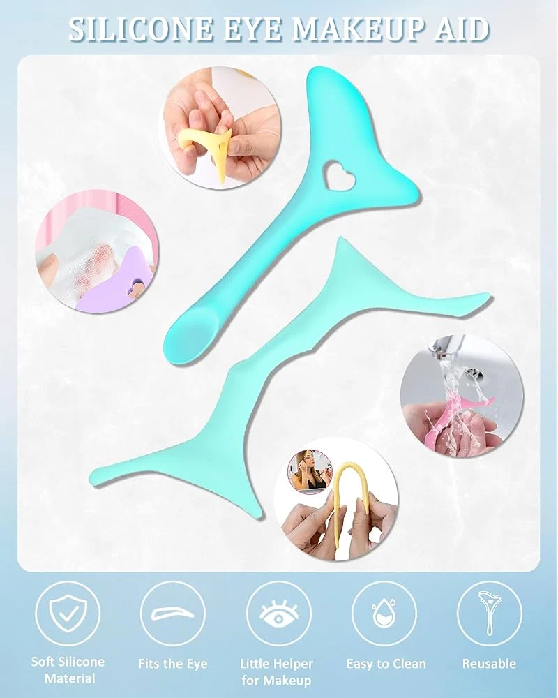 Heart Design Eyeliner Eyelash Application Tool, Silicone Eye Makeup Mascara Shie