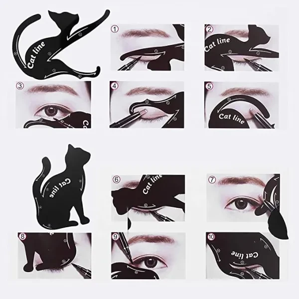 Cat Eyeliner Guides Quick Smooth & Stunning Makeup - Medium Coverage Natural Bla