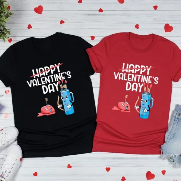 Valentine's Day Red T-Shirt Letter Printed Short Sleeves Men Tee