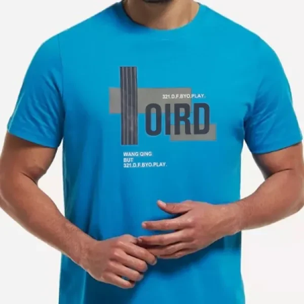 Men's Summer Casual T-Shirt - Blue Color Short Sleeves Soft Fabric - Fashionable