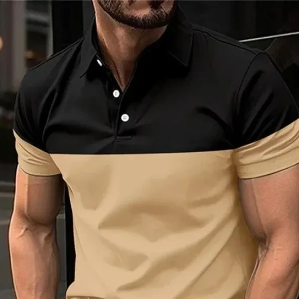 Premium Cotton Fabric Two Tone Men Polo Shirt Button Closure Collar Neck Short S