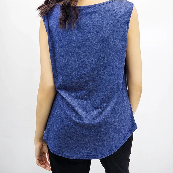 V-Neck Criss Cross Sleeveless Tank Top in Dark Blue for Women
