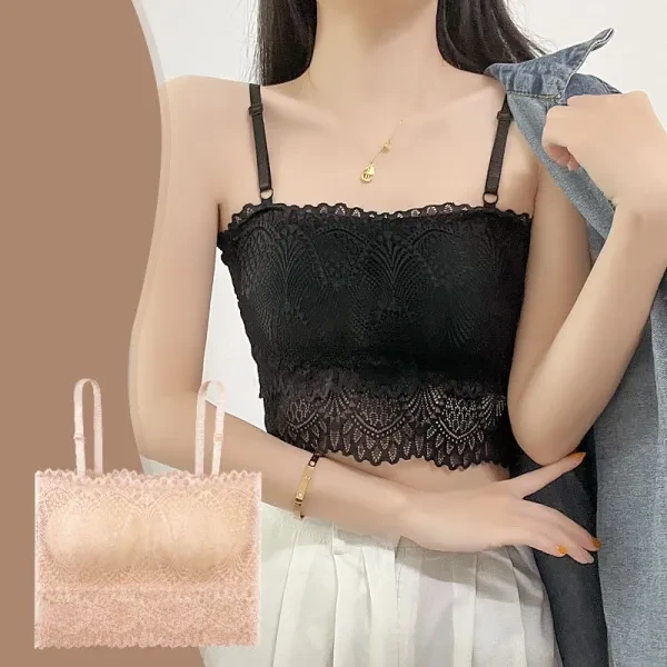 Floral Lace Crop Top - Sleeveless Stylish Women Bra (Free Size)