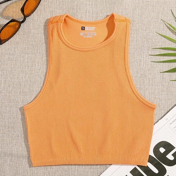 Pink Sleeveless Crop Top Women's Tank Blouse for Summer Yoga