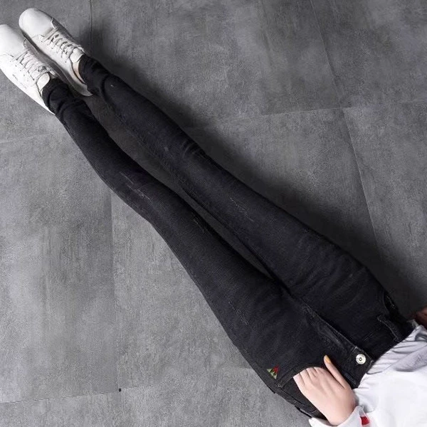 High Waist Black Women Jeans Fashionable Denim Pants