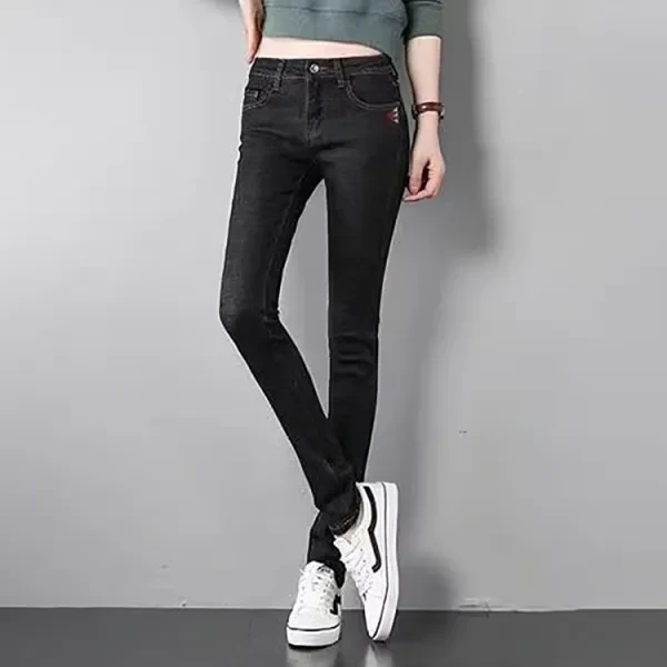 High Waist Black Women Jeans Fashionable Denim Pants
