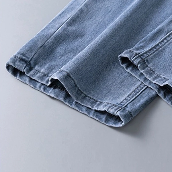 Denim High Waist Button-Up Premium Material Men Casual Wear Straight Style Pants