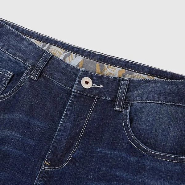 Blue Denim High Waist Button-Up Straight Fit Women's Ripped Jeans