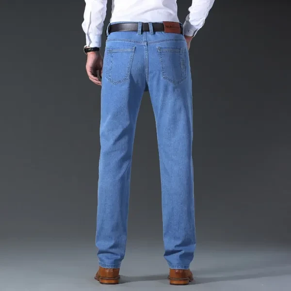 Men's Summer Ultra-Thin Denim Jeans Pants Casual Business Men's Stretchable Stra