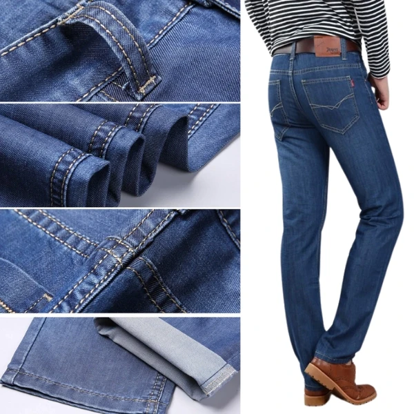 Men's Summer Ultra-Thin Denim Jeans Pants Casual Business Men's Stretchable Stra
