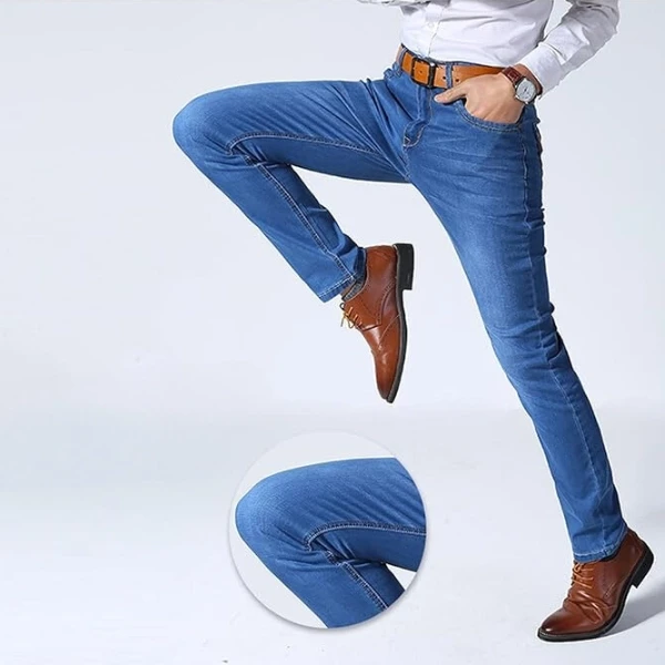 Men's Summer Ultra-Thin Denim Jeans Pants Casual Business Men's Stretchable Stra