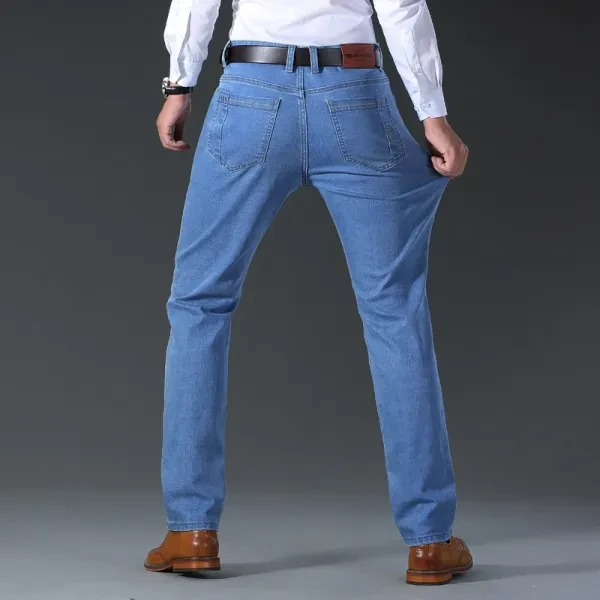 Men's Summer Ultra-Thin Denim Jeans Pants Casual Business Men's Stretchable Stra