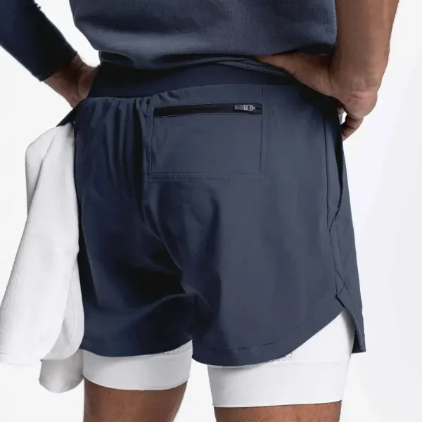 Men Quick Drying Breathable Fitness Running Shorts Pockets Double Layer Nylon Su