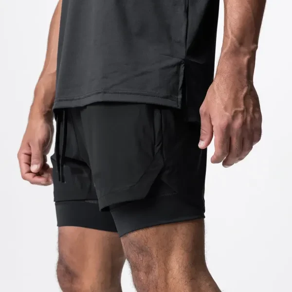Men Quick Drying Breathable Fitness Running Shorts Pockets Double Layer Nylon Su