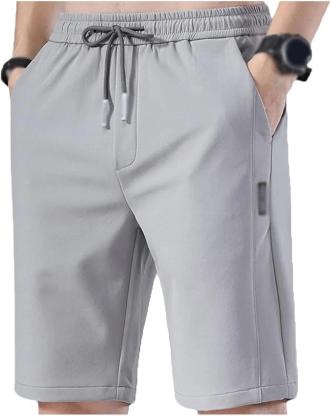 Solid Color Drawstring Men Summer Wear Shorts, Comfortable Double Pocket Running