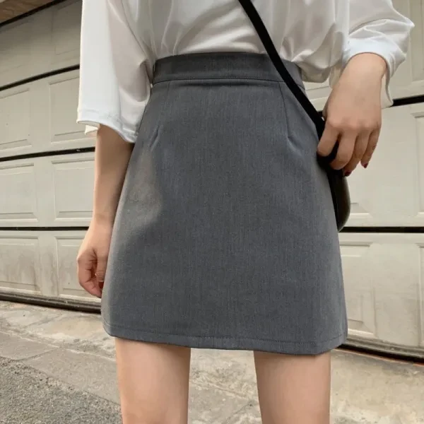 Summer Gray A-Line Skirt - Office-Ready Fashion
