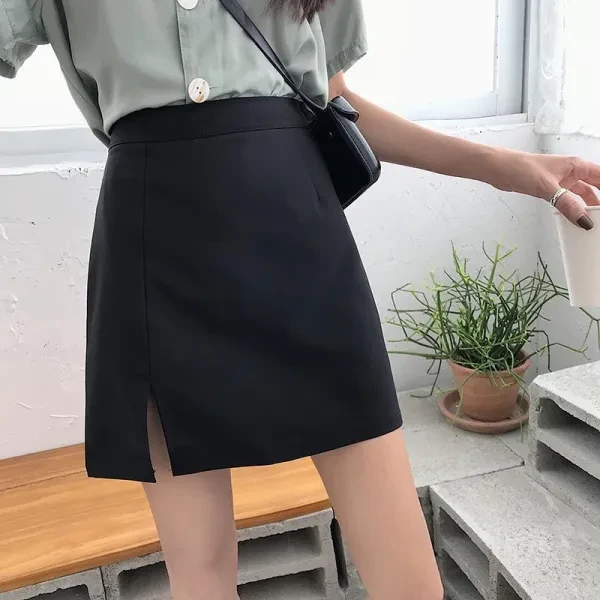 Black A-Line Mini Skirt Fashionable Summer Office Wear for Women