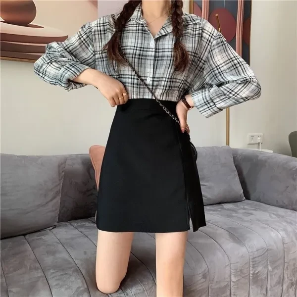 Black A-Line Mini Skirt Fashionable Summer Office Wear for Women