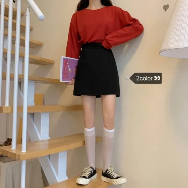 Black A-Line Mini Skirt Fashionable Summer Office Wear for Women