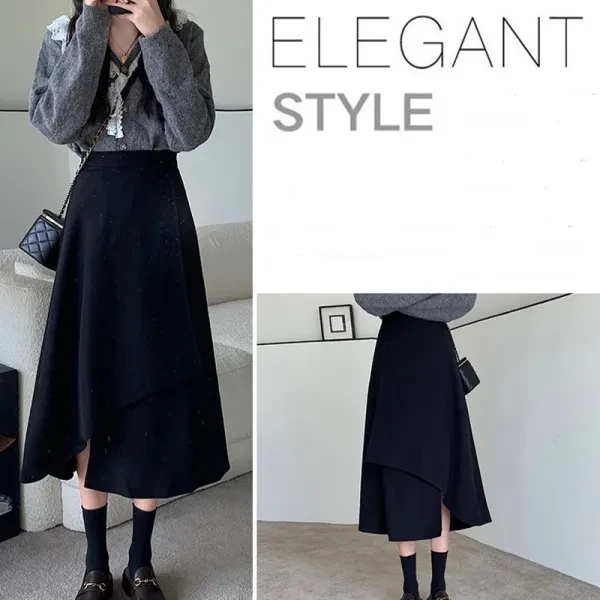 Black Flared A-Line Summer Long Skirt