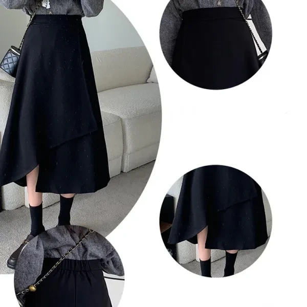 Black Flared A-Line Summer Long Skirt