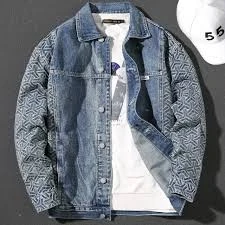 Geometric Denim Jacket for Men - Stylish Look