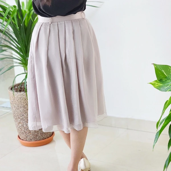 Pink Simple matching comfortable breathable pleated elastic waist high waist sli