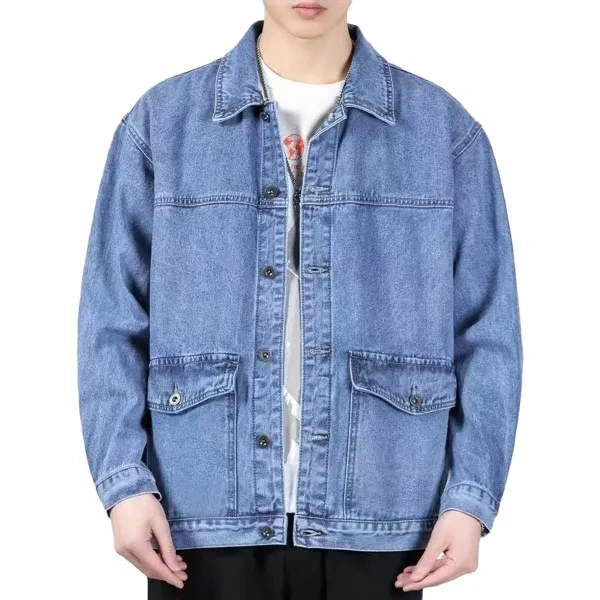 Men's Fashionable Denim Jacket with Multi-Pockets - Blue Collar