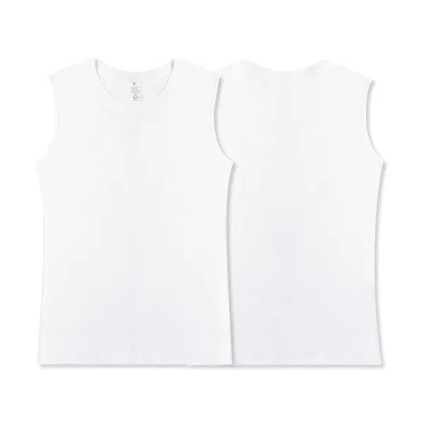 Summer Men's Fitness Breathable White Sweat Vest - Heavy Cotton, Sleeveless, Tre