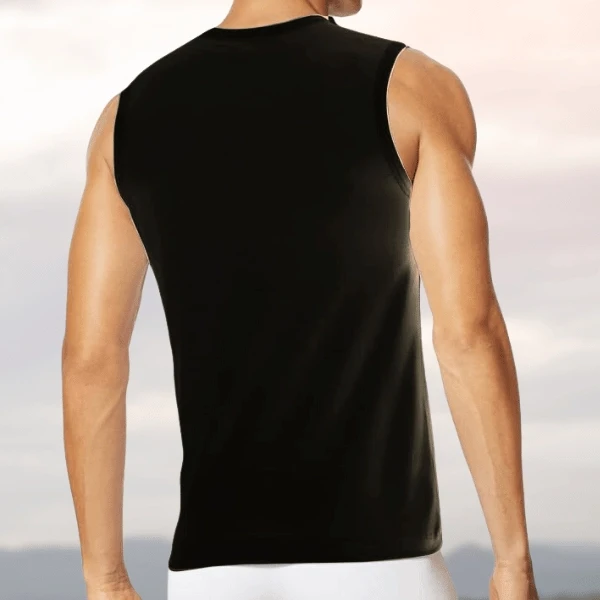 Black Men's Sleeveless Round Neck Vest Personal Fit Undershirt