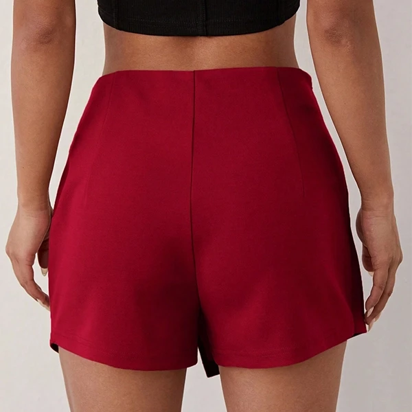 Fashionable Black Split Design Shorts For Women, Asymmetric High-Quality Skirt D