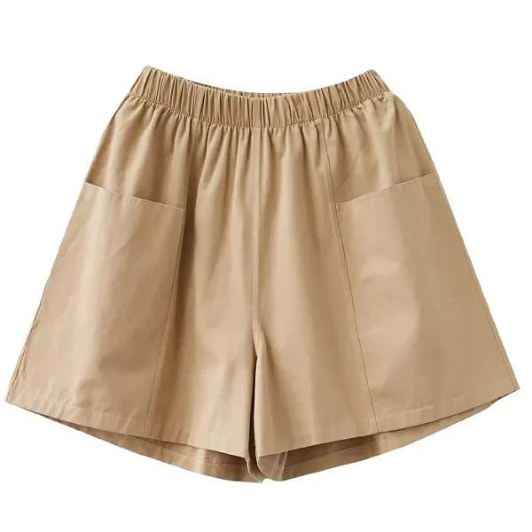 Comfy Cotton High Waist Shorts Double Pocket All-Season Women's Wear