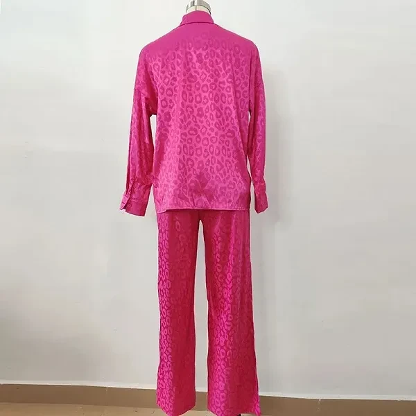 Luxury Design Turn Down Collar Shirt High Waist Wide Leg Casual Two Piece Summer