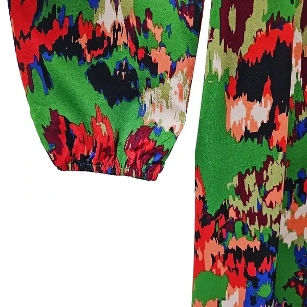 DORBE Brand Graphic Design Round Neck Long Sleeves Casual Wear Belted Plus Size