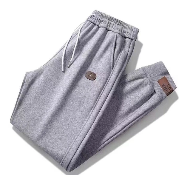 Gray Cotton Blend Elastic Waist Trouser for Men