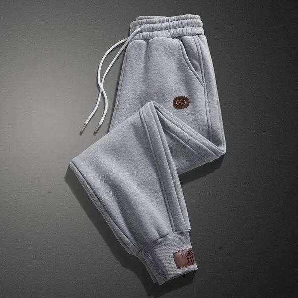 Gray Cotton Blend Elastic Waist Trouser for Men