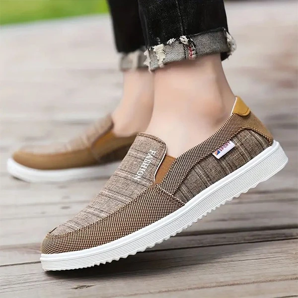 Breathable Men Casual Flat Shoes Soft Bottom Round Toe Lightweight Travel Walkin