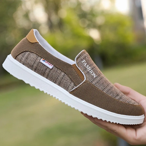 Breathable Men Casual Flat Shoes Soft Bottom Round Toe Lightweight Travel Walkin