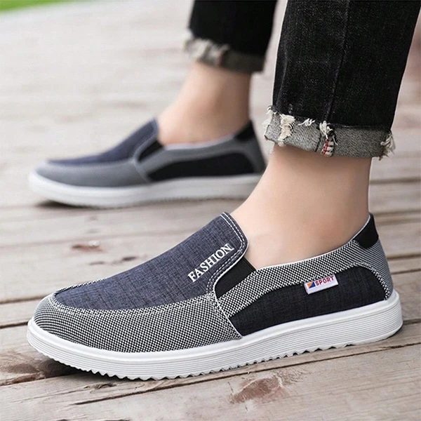 Breathable Men Casual Flat Shoes Soft Bottom Round Toe Lightweight Travel Walkin