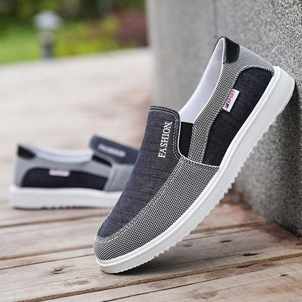 Breathable Men Casual Flat Shoes Soft Bottom Round Toe Lightweight Travel Walkin