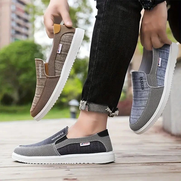 Breathable Men Casual Flat Shoes Soft Bottom Round Toe Lightweight Travel Walkin