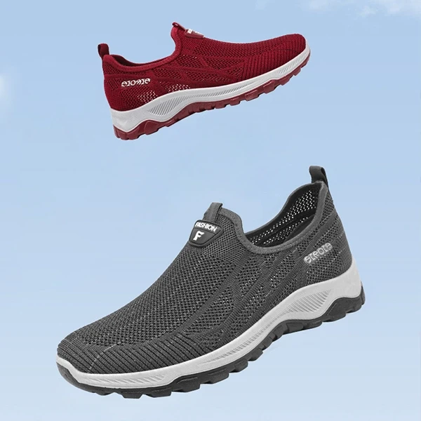 Breathable Hollow Mesh Slip-On Men Fashionable Casual Flat Walking Sports Sneake