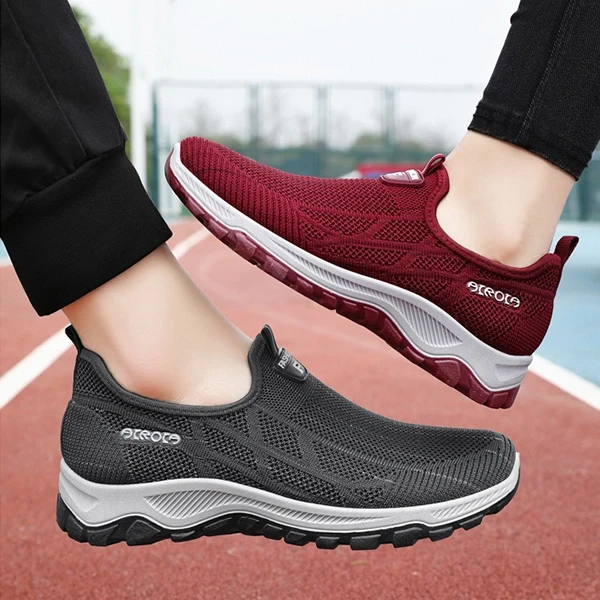 Breathable Hollow Mesh Slip-On Men Fashionable Casual Flat Walking Sports Sneake