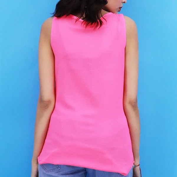 Hot Pink Sleeveless Cocktail Blouse - Elegant and Stylish Women's Casual