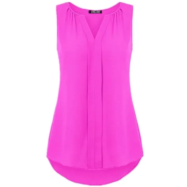 Hot Pink Sleeveless Cocktail Blouse - Elegant and Stylish Women's Casual