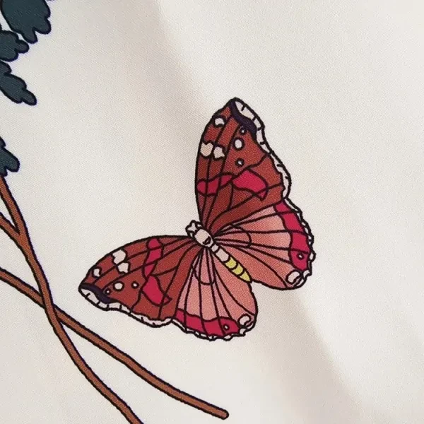 Retro Floral Pattern Round Neck Full Sleeves Split Design Maxi Belted Green Dres